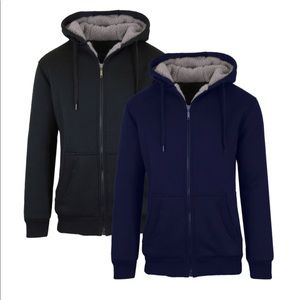 Navy Blue Sherpa lined Hoodie Large